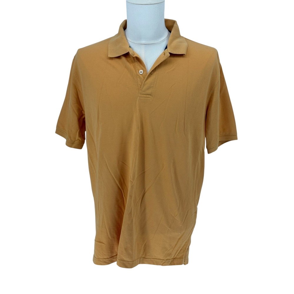 St. John's Bay Heritage Pique Polo Mustard Yellow 100% Cotton Large